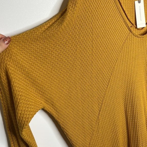NWT Anthropologie Pure + Good Mustard Waffle Thermal Dolman Top - Picture 5 of 10